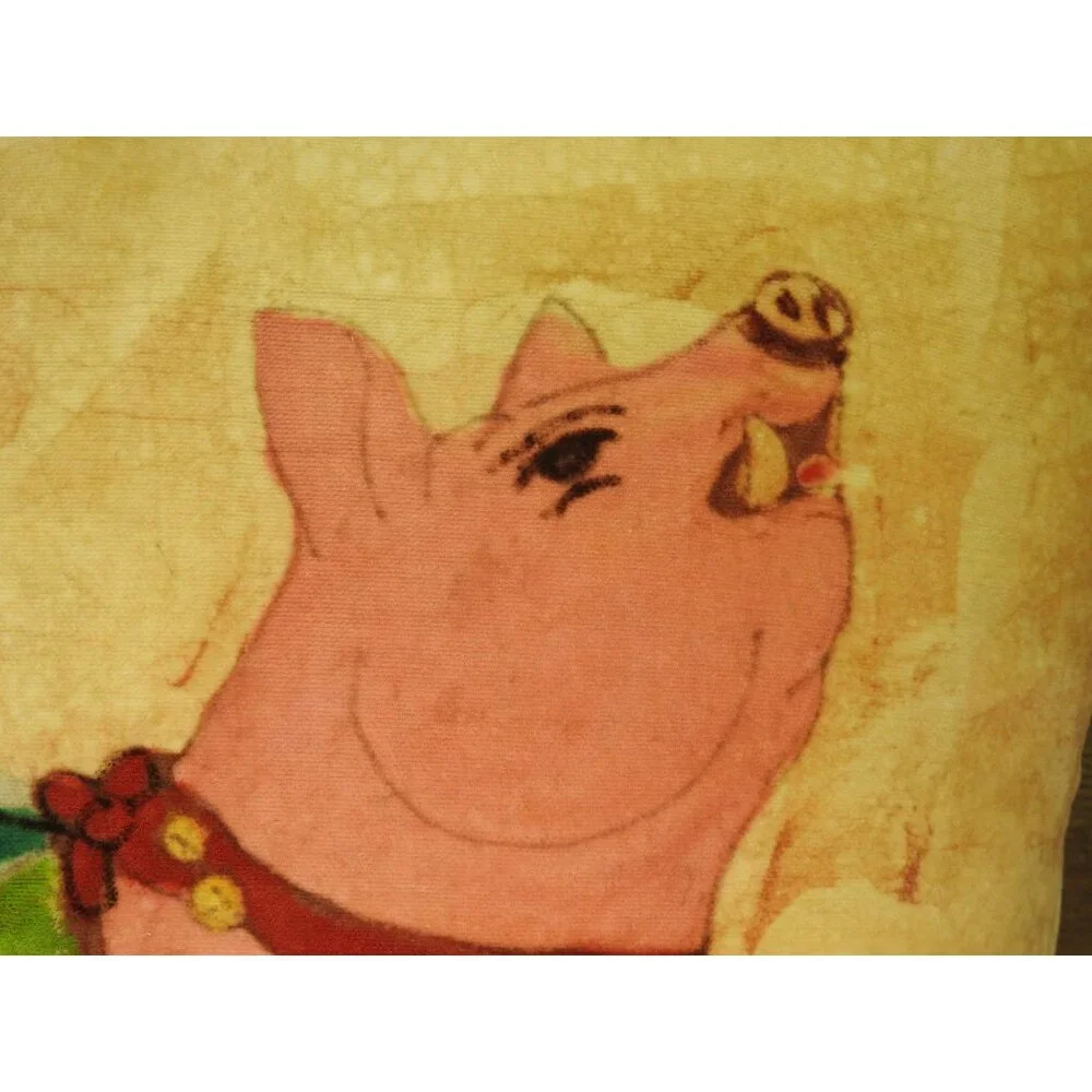 Vintage 1977 Philadelphia Museum of Art Pillow Pig & Saddle Painting Adaptation